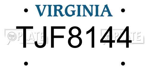 TJF8144 Virginia License Plate