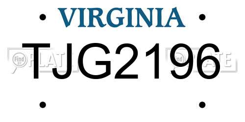 TJG2196 Virginia License Plate