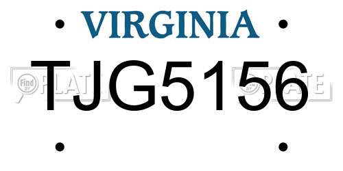 TJG5156 Virginia License Plate