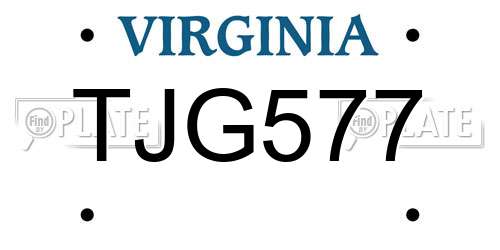TJG577 Virginia License Plate