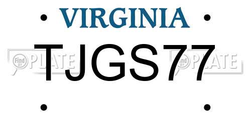 TJGS77 Virginia License Plate