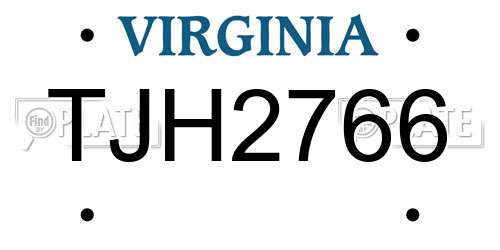 TJH2766 Virginia License Plate
