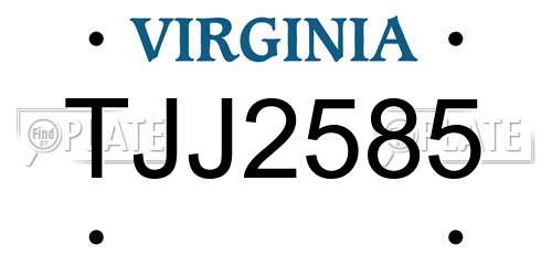 TJJ2585 Virginia License Plate