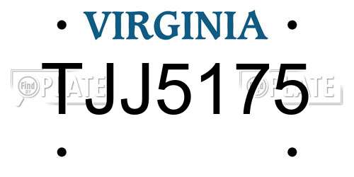 TJJ5175 Virginia License Plate