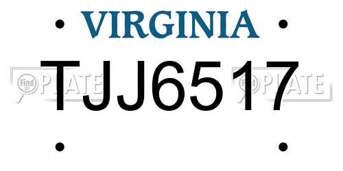 TJJ6517 Virginia License Plate