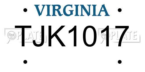 TJK1017 Virginia License Plate