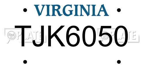 TJK6050 Virginia License Plate