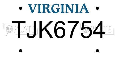 TJK6754 Virginia License Plate