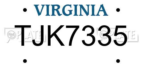 TJK7335 Virginia License Plate
