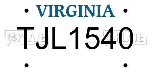 TJL1540 Virginia License Plate