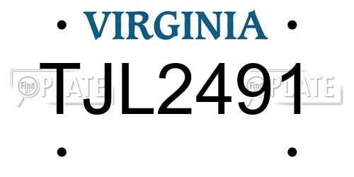 TJL2491 Virginia License Plate