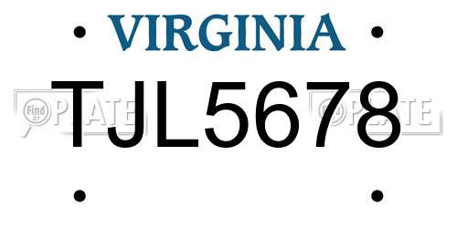 TJL5678 Virginia License Plate