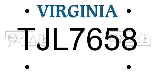 TJL7658 Virginia License Plate