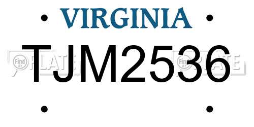 TJM2536 Virginia License Plate