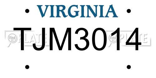 TJM3014 Virginia License Plate