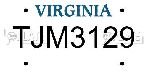 TJM3129 Virginia License Plate
