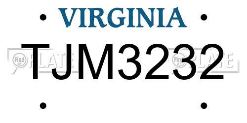 TJM3232 Virginia License Plate