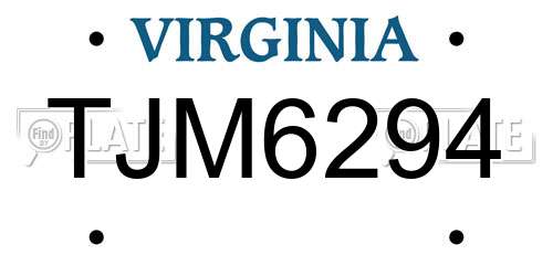 TJM6294 Virginia License Plate