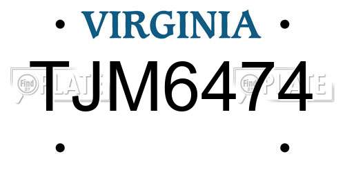 TJM6474 Virginia License Plate