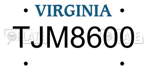 TJM8600 Virginia License Plate