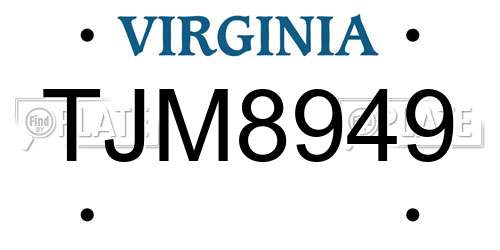 TJM8949 Virginia License Plate