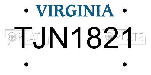 TJN1821 Virginia License Plate