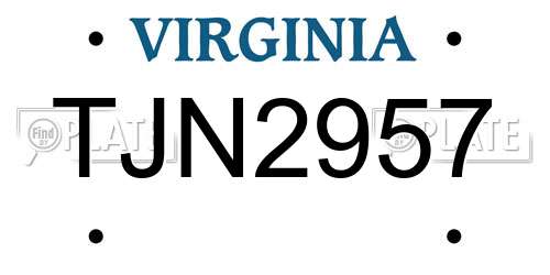 TJN2957 Virginia License Plate