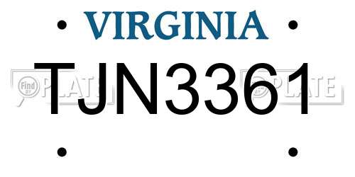 TJN3361 Virginia License Plate