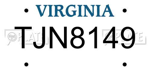 TJN8149 Virginia License Plate