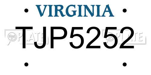TJP5252 Virginia License Plate