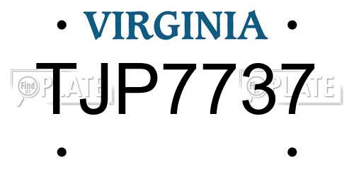 TJP7737 Virginia License Plate