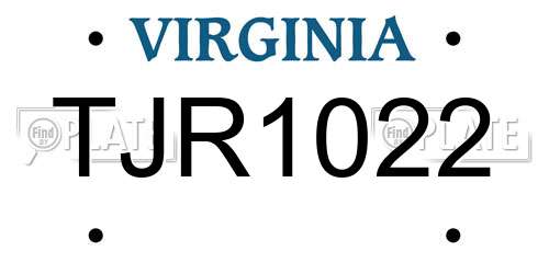 TJR1022 Virginia License Plate