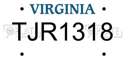 TJR1318 Virginia License Plate