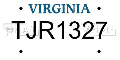 TJR1327 Virginia License Plate