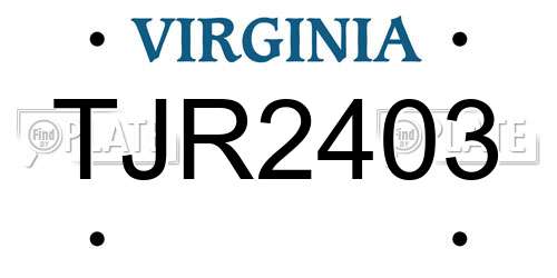 TJR2403 Virginia License Plate