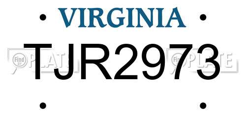 TJR2973 Virginia License Plate