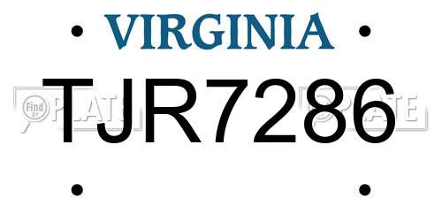 TJR7286 Virginia License Plate