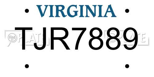 TJR7889 Virginia License Plate