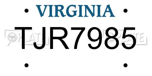 TJR7985 Virginia License Plate