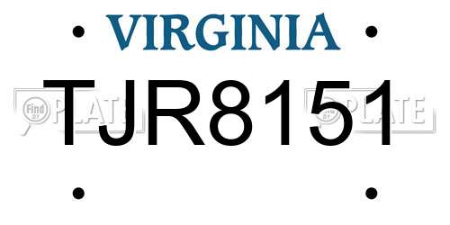 TJR8151 Virginia License Plate