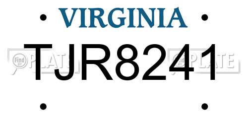 TJR8241 Virginia License Plate