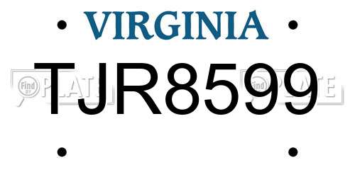 TJR8599 Virginia License Plate