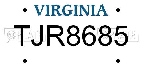 TJR8685 Virginia License Plate