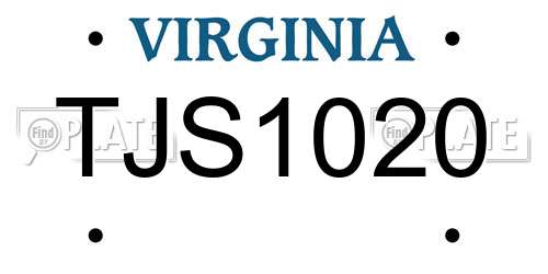 TJS1020 Virginia License Plate