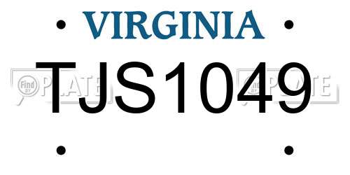 TJS1049 Virginia License Plate