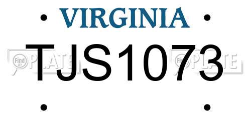 TJS1073 Virginia License Plate