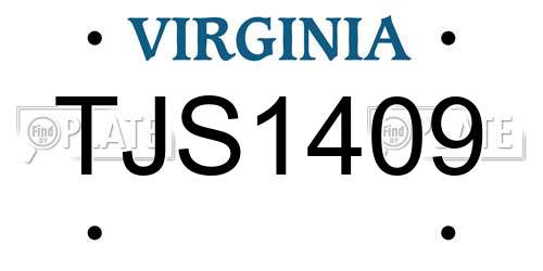 TJS1409 Virginia License Plate