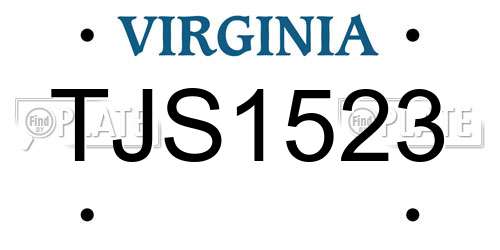 TJS1523 Virginia License Plate
