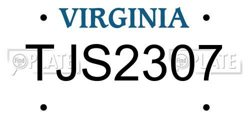 TJS2307 Virginia License Plate