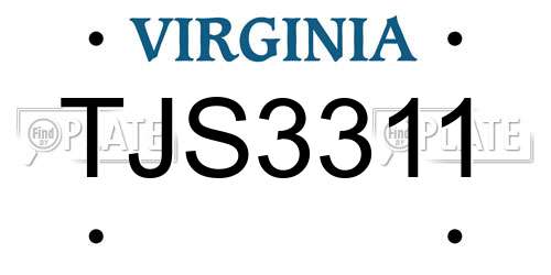 TJS3311 Virginia License Plate
